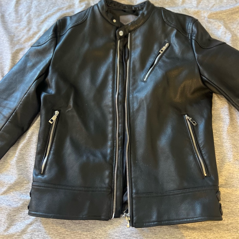 Zara men’s racer jacket Mens Sz large FAUX
